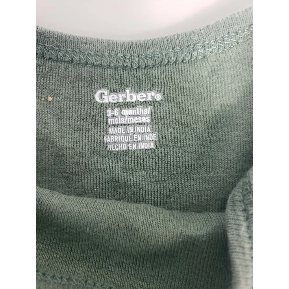 Gerber Baby‎ Tiger Long Sleeve Onesie Sage Green 3-6 Months Neutral Outfit